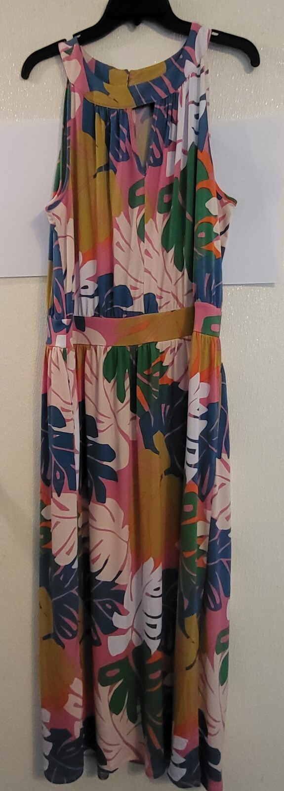 Ashley Stewart Tropical Keyhole Halter Maxi Dress Size 14/16W