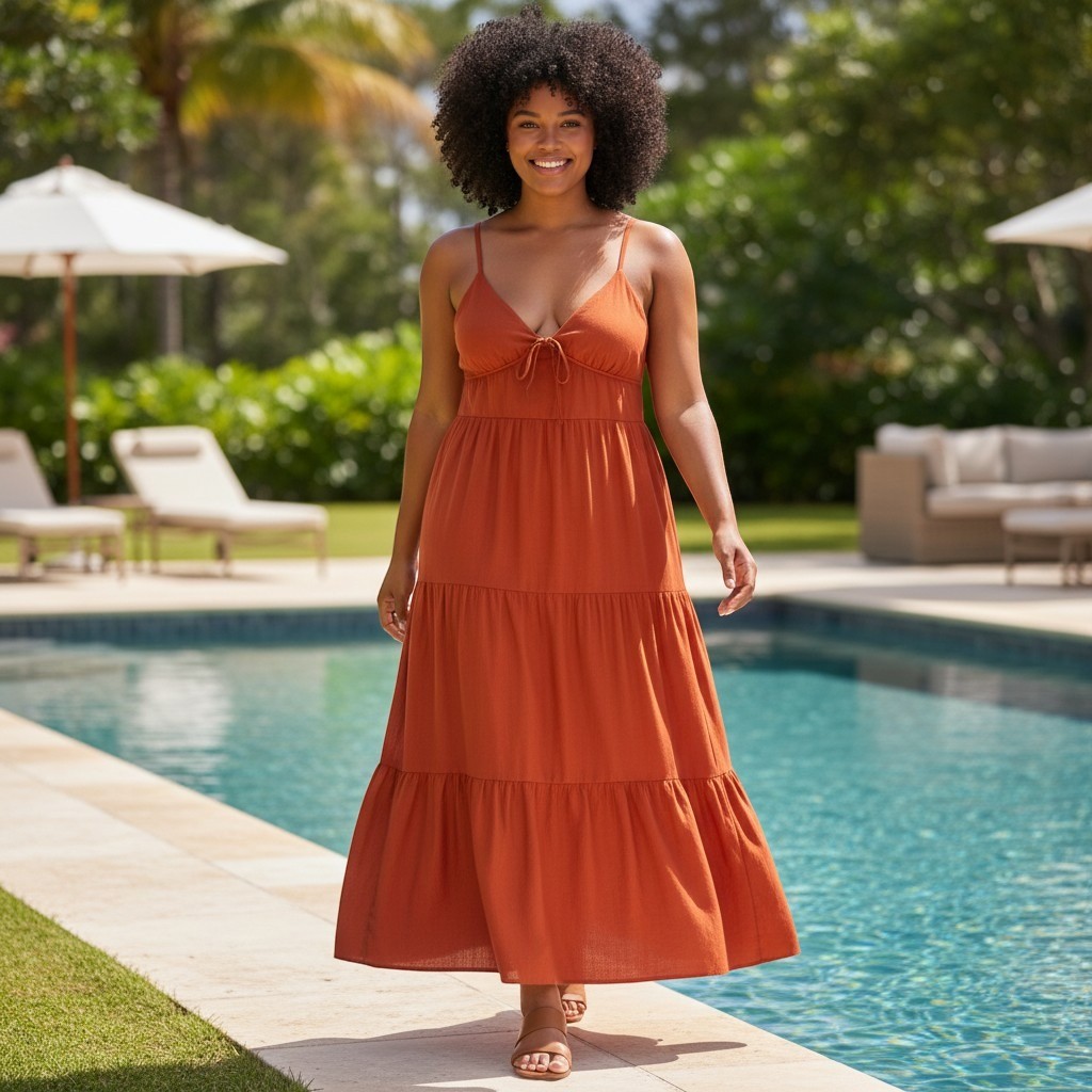 Orange Spaghetti Strap Tiered Maxi Dress, Festival, Summer Dress, Resortwear