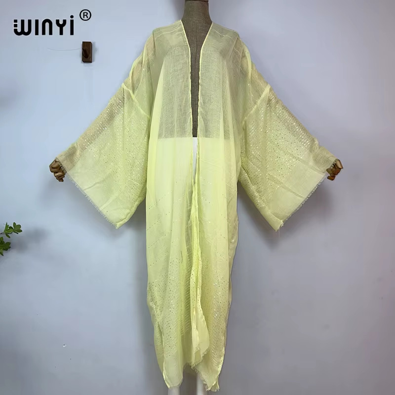2023 Women Bohemian Gold Thread Monochrome Elegant Casual Dress African Cardigan