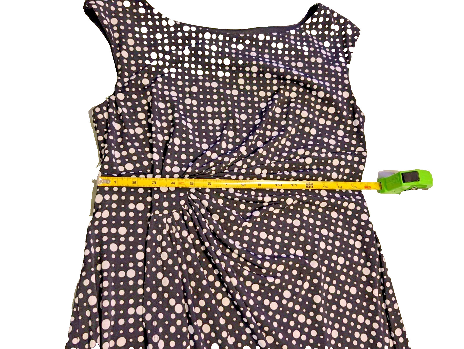 Connected Apparel Black & White Polka Dot Dress, Size 12, Stretchy Sheath Dress