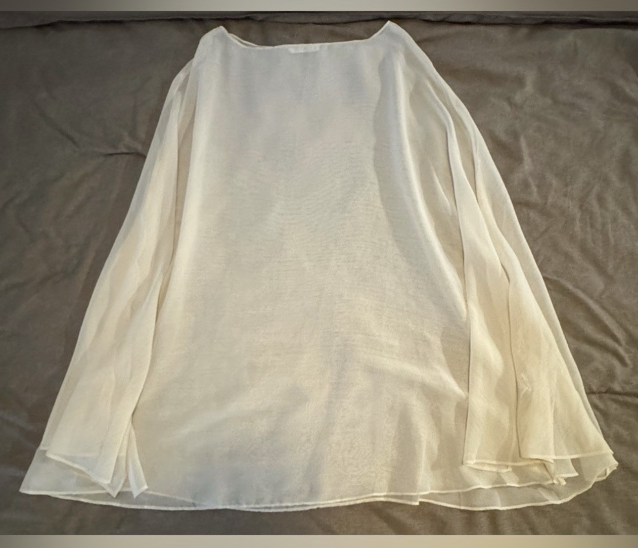 12th Tribe Havana Chiffon Cape Sleeve Mini Dress Long Sleeve Ivory Size XL