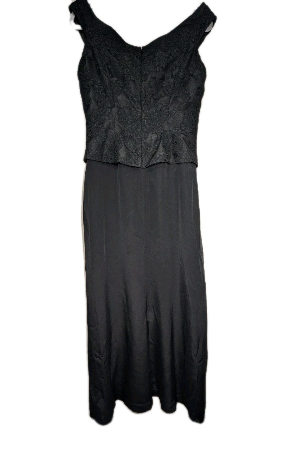 Belsoie Silk Evening Gown Black Lace Off Shoulder A-Line Formal Dress Womens 14