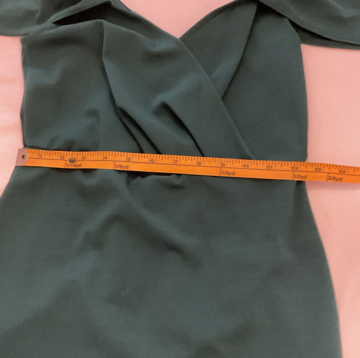 Lulus “Love So Sweet” Hunter Green Off Shoulder Pleated Bodycon Mini Dress S NWT