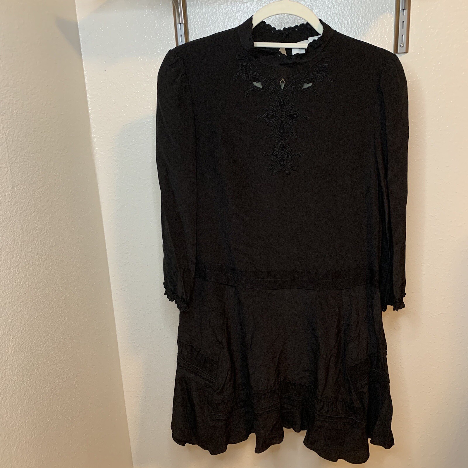 COACH 1941 100% Silk Black Embroidered Dress Size 2/XS MSRP $495 NWT