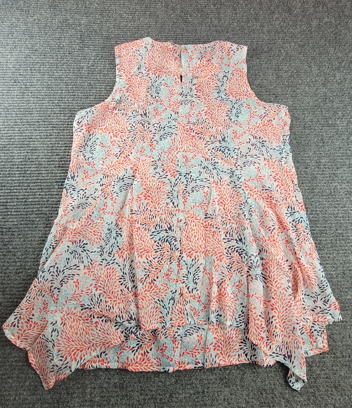 Fever White Orange Blue Petal Print Chiffon Sleeveless Layered Dress Size S