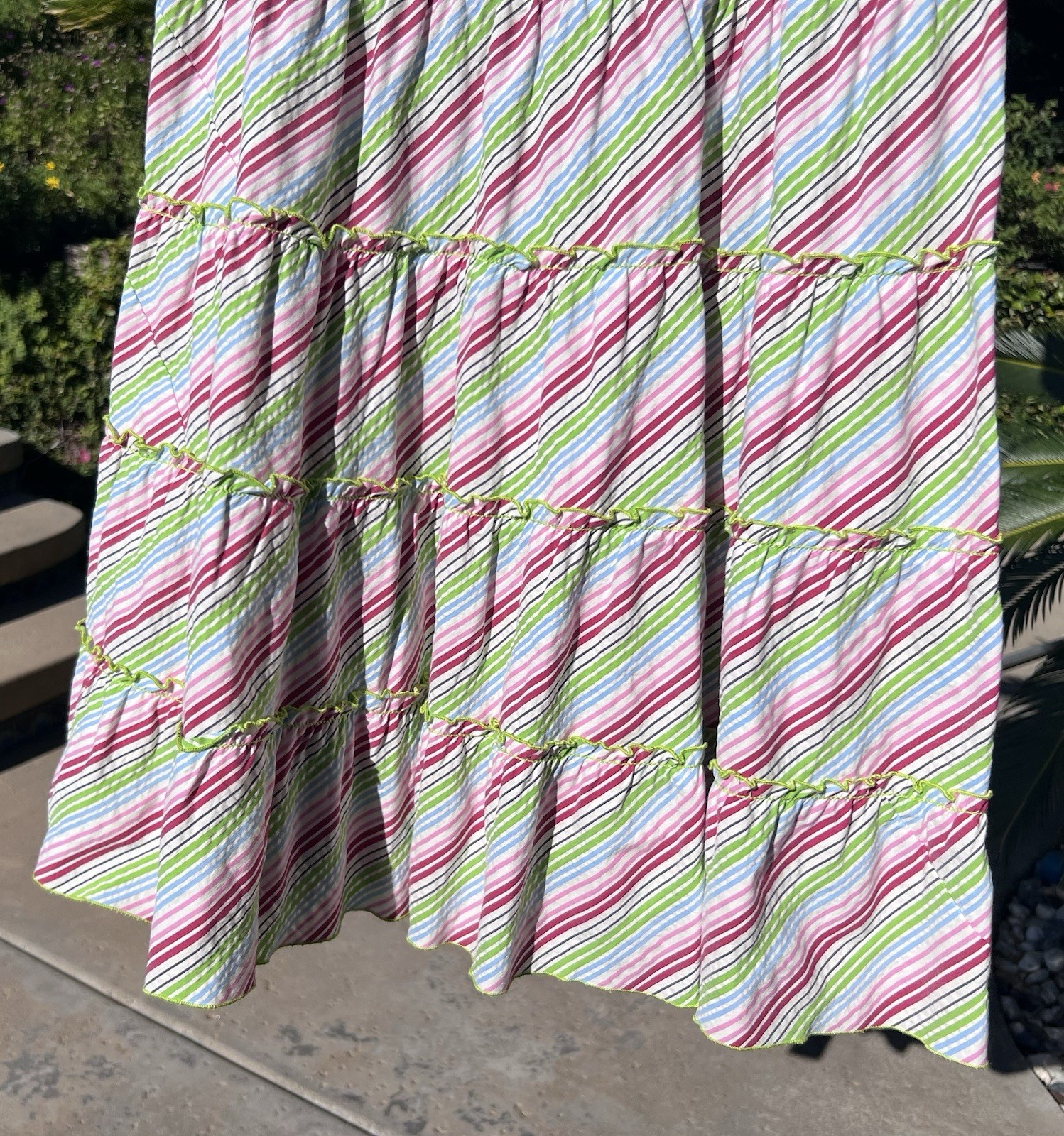 Vintage Nanette Lepore Cotton Bd Tiers Stretch Striped Colorful Sundress Dress 6