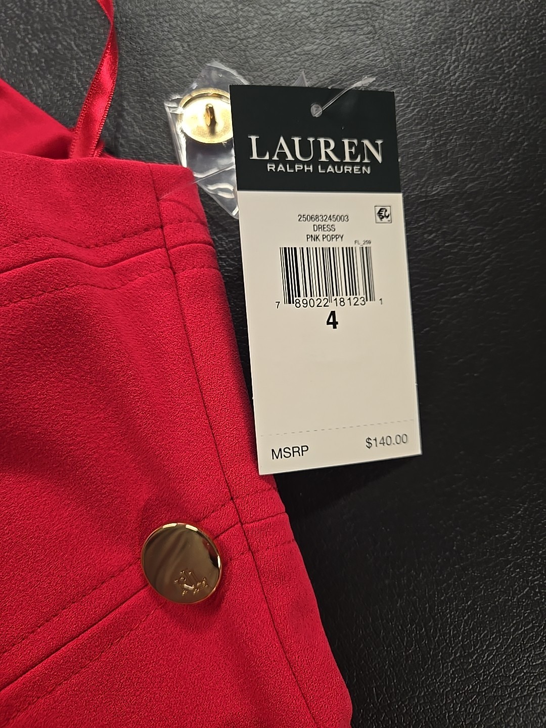 Vintage Lauren Ralph Lauren Evening Dress S 4 Pink Poppy Stunning Party NWT $140