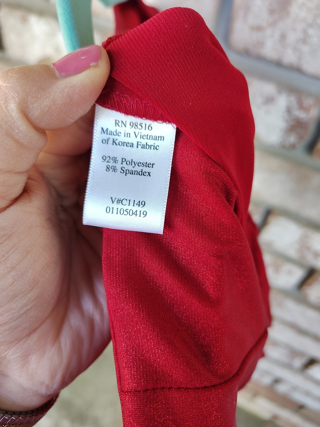 Coldwater Creek Red Shimmer Stretch Knit Ruched Front V-neck Midi Dress 6 Glam