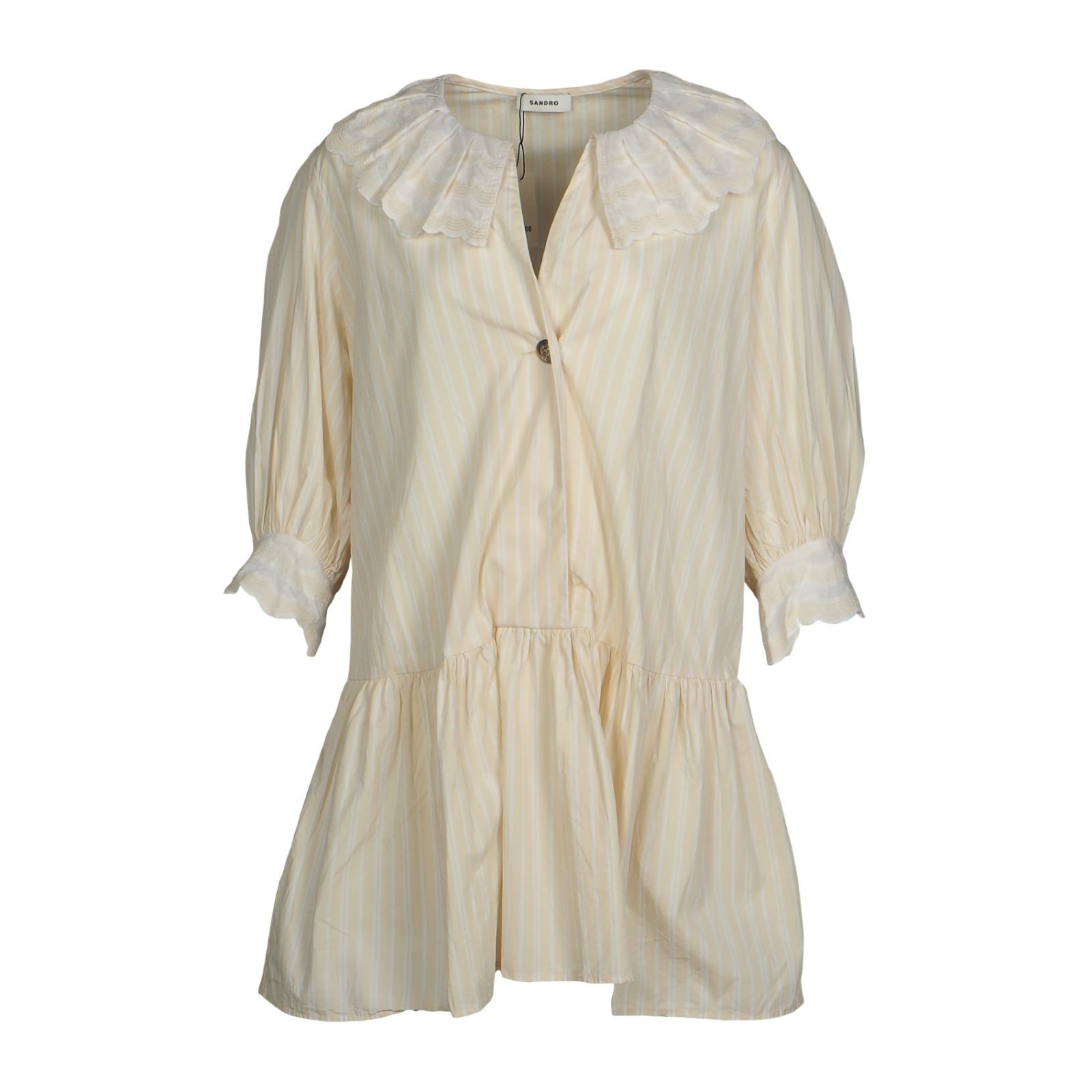 Sandro Dress Yellow Size 34 FR/XS Women’s Striped Collared SFPRO02322