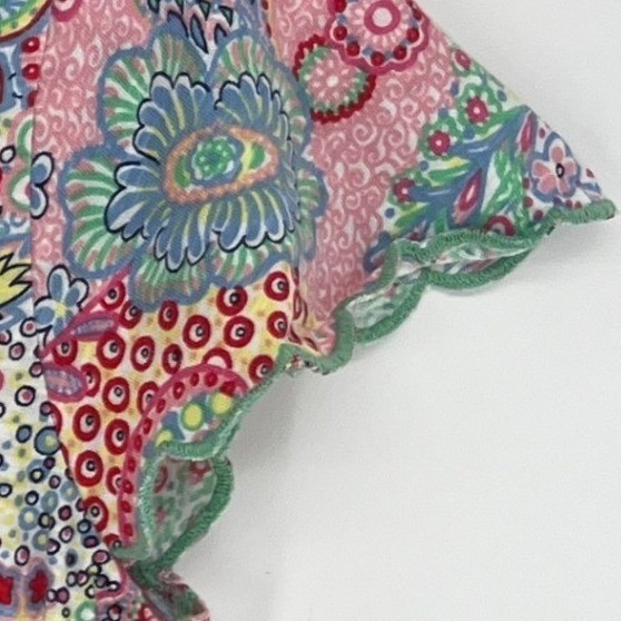 Talbots Paisley Floral Patchwork Boho Shift Dress Pink Cottagecore Scalloped S