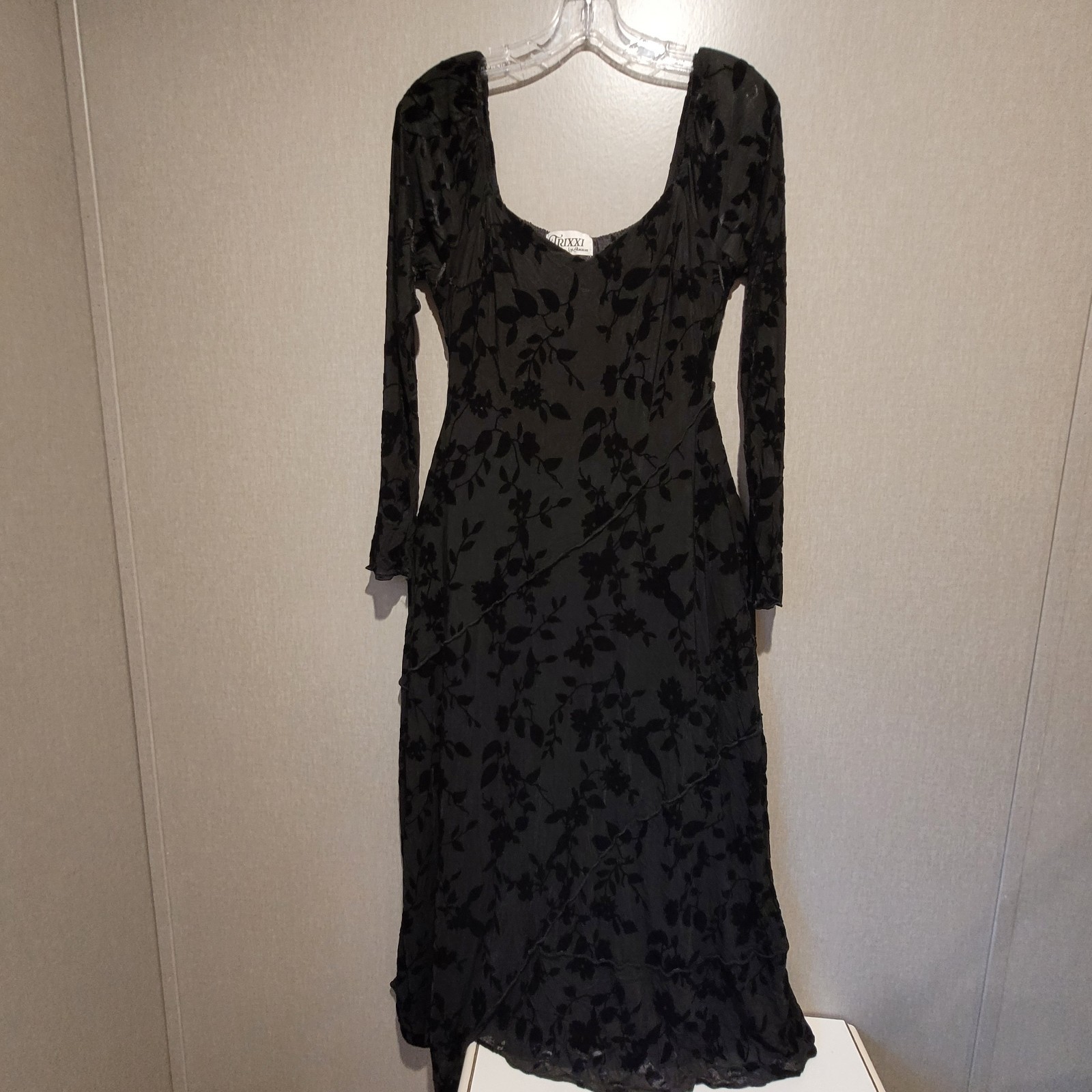 Vintage Trixxi Burnout Velvet Maxi Dress Large-XL Long Sleeve Witchy Whimsigoth