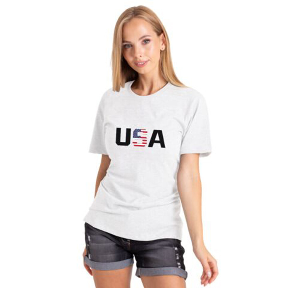 Womens Basic Tee T-Shirt Premium Printed Cotton Short Sleeve Crew Neck Solid Top
