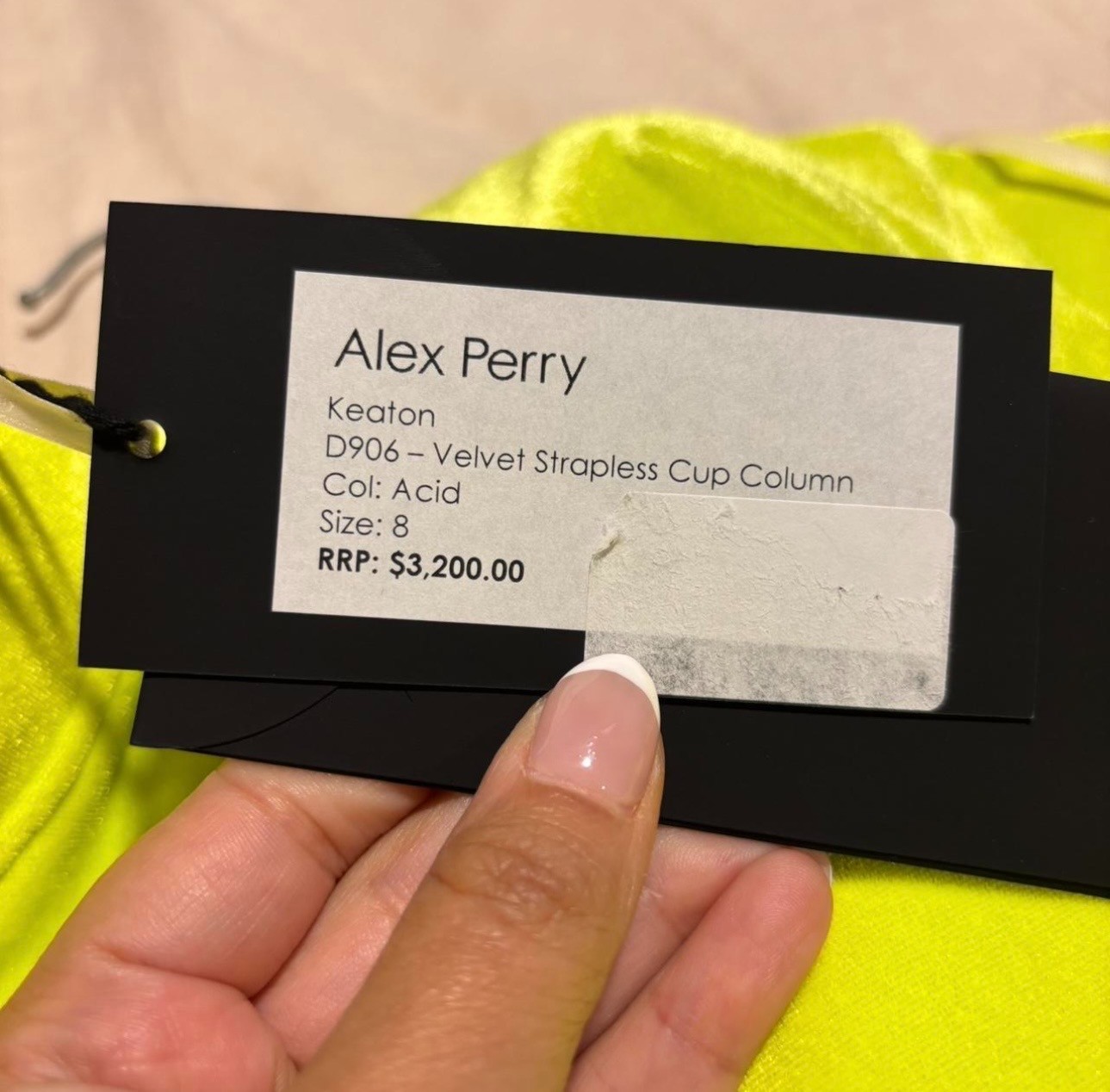 Alex Perry – Keaton – Velvet Strapless Dress – Size 8 – Full Length