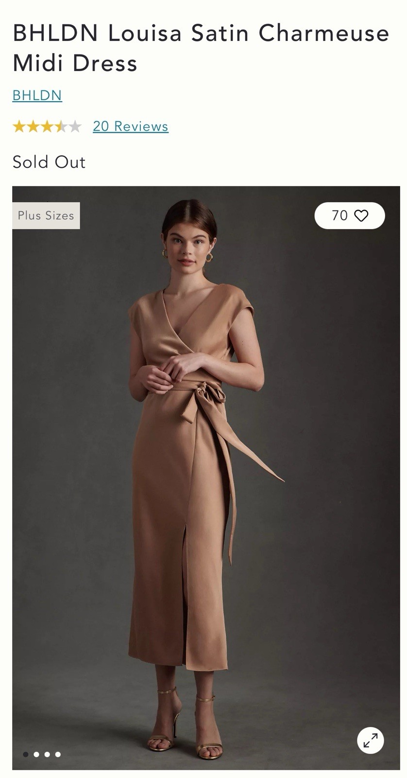 BHLDN Louisa Satin Charmeuse Midi Dress Wrap Emerald Green Size 0 Anthropologie