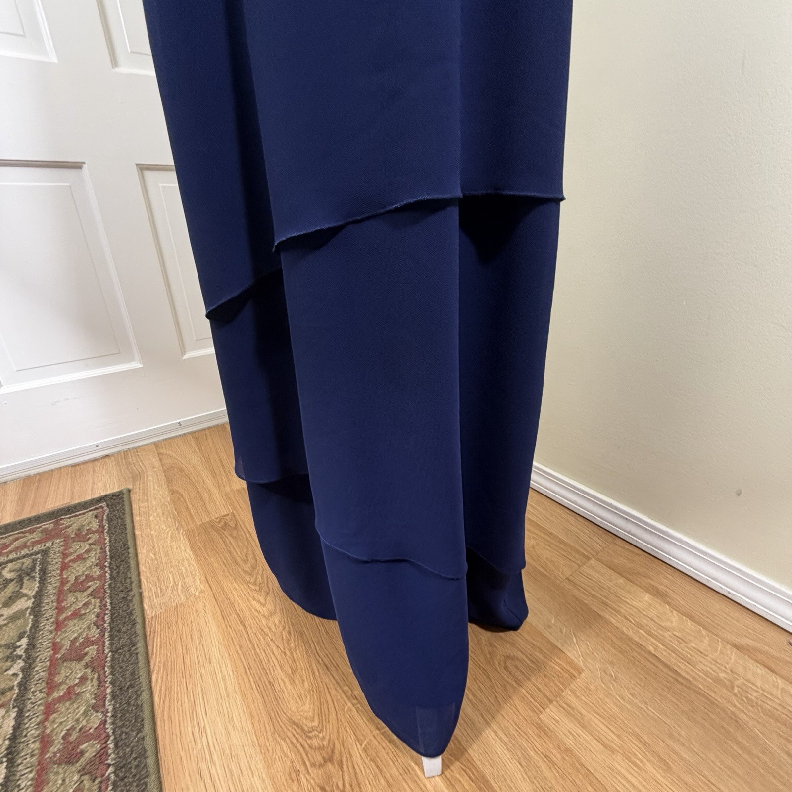 Patra 80s 90s Blue Chiffon Sleeveless Dress Jacket Set 24W Formal Bead Glam USA