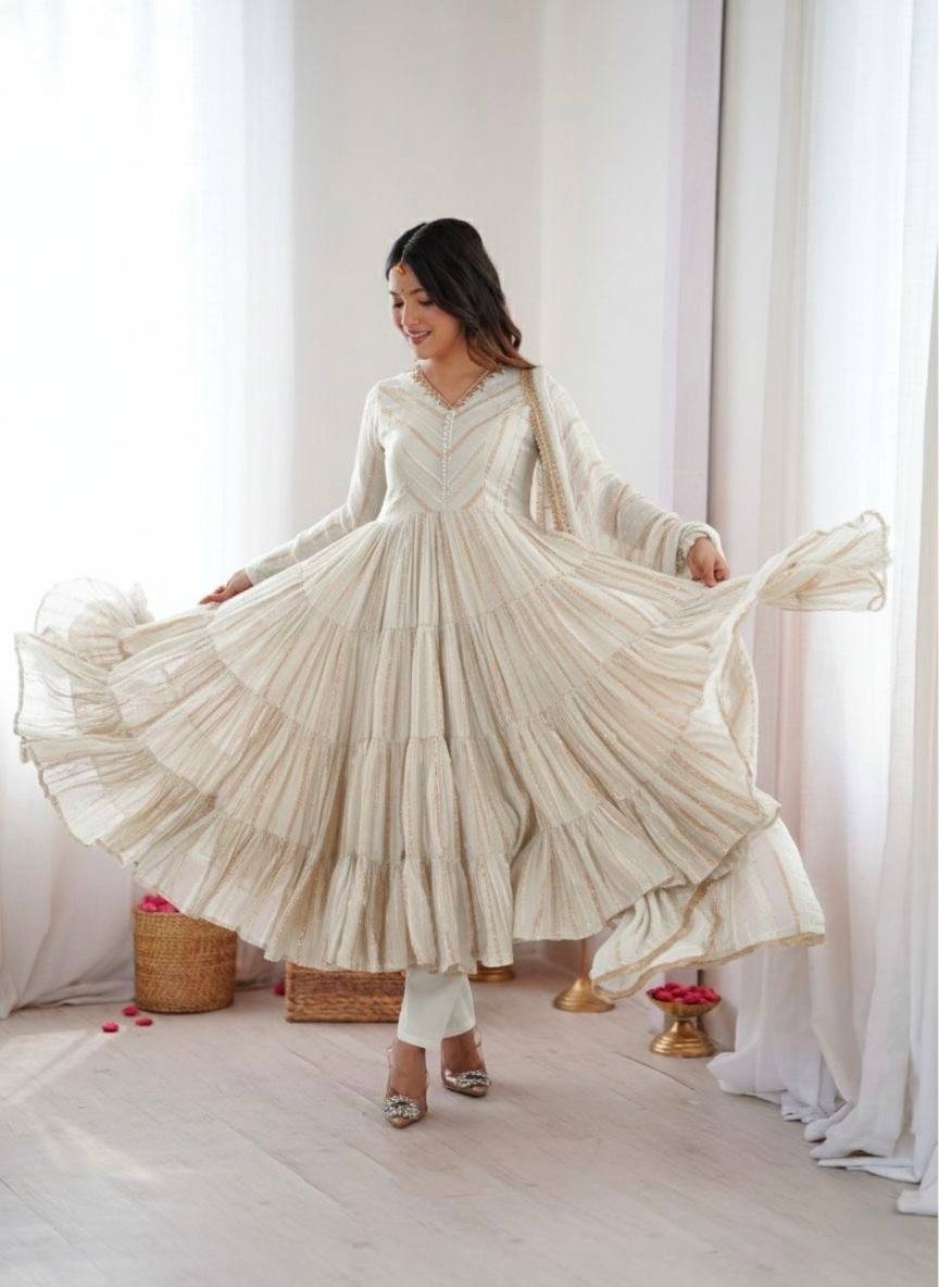 Anarkali Gown Pakistani Salwar Kameez Ready made Dress Wedding Party Bollywood L