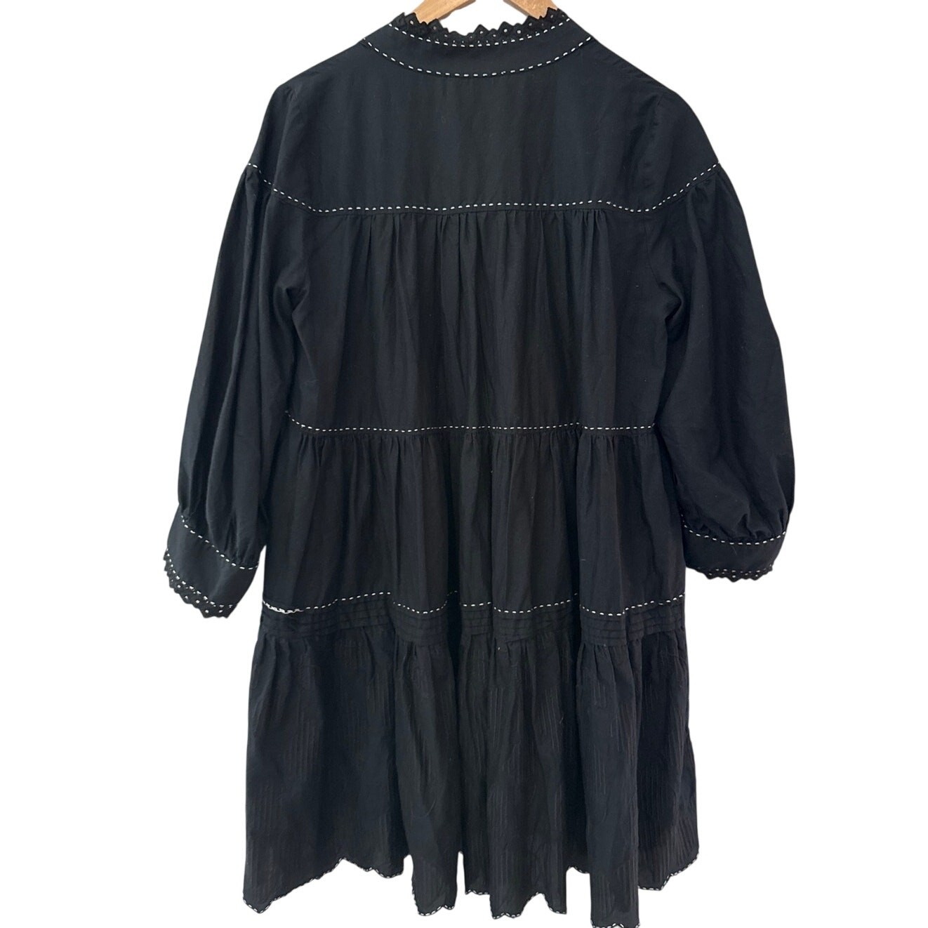 Devotion Twins Efisto Cotton Black Embroidered Mini Dress Size Small