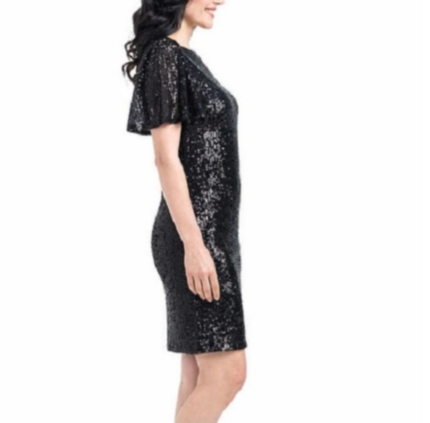 Hilary Radley Black Sequin Midi Dress – Size XS