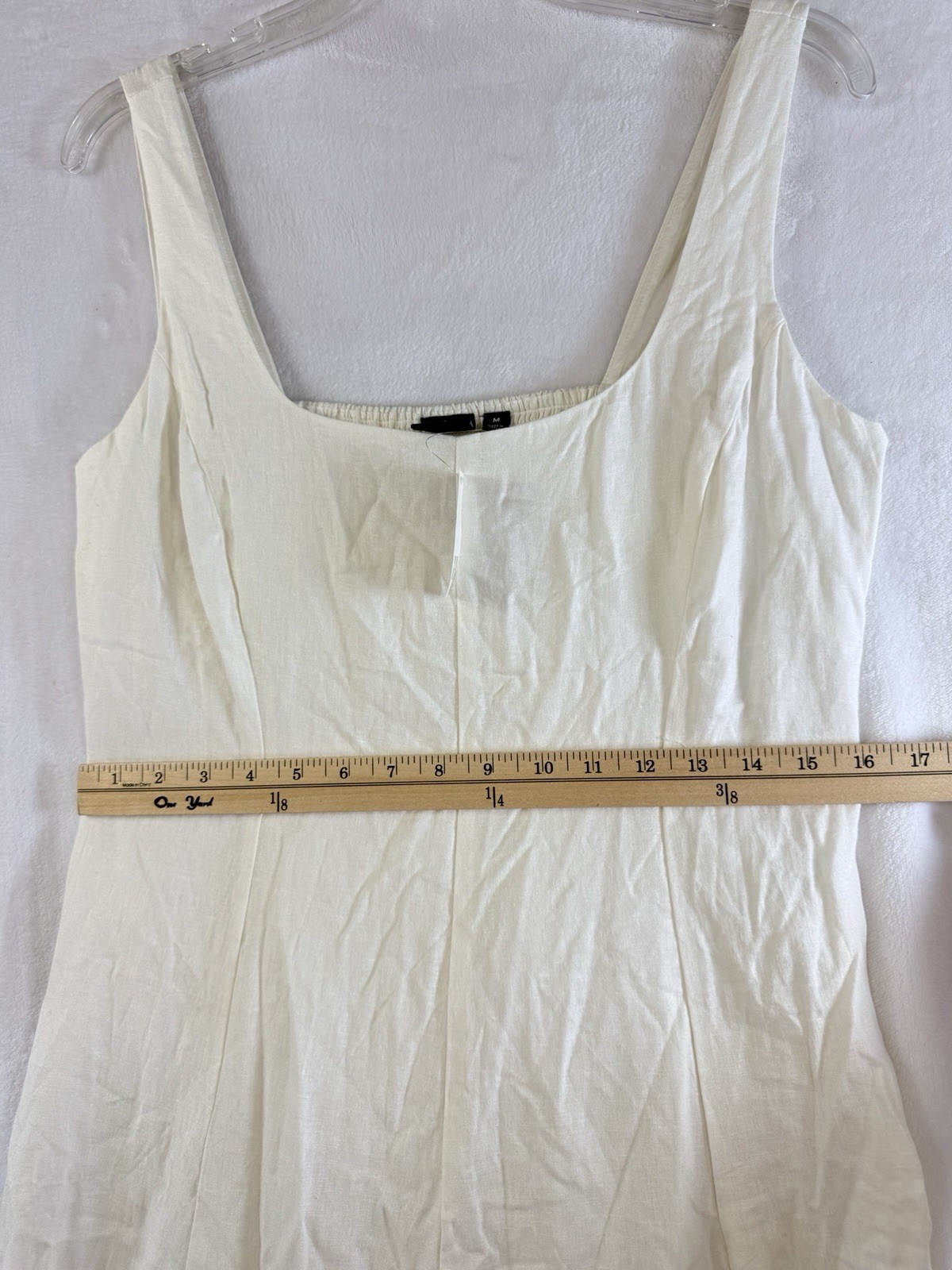 Gap Linen Blend Maxi Dress Medium Women Ivory Sleeveless Fit & Flare Long New