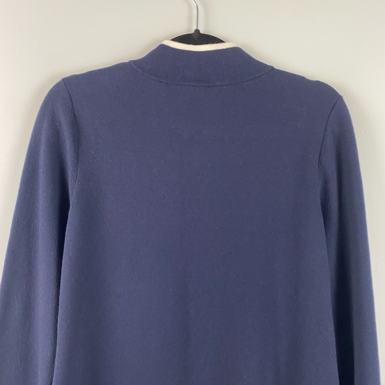 Ann Taylor Colorblock Sweater Dress Size Medium Long Sleeve Navy Cream