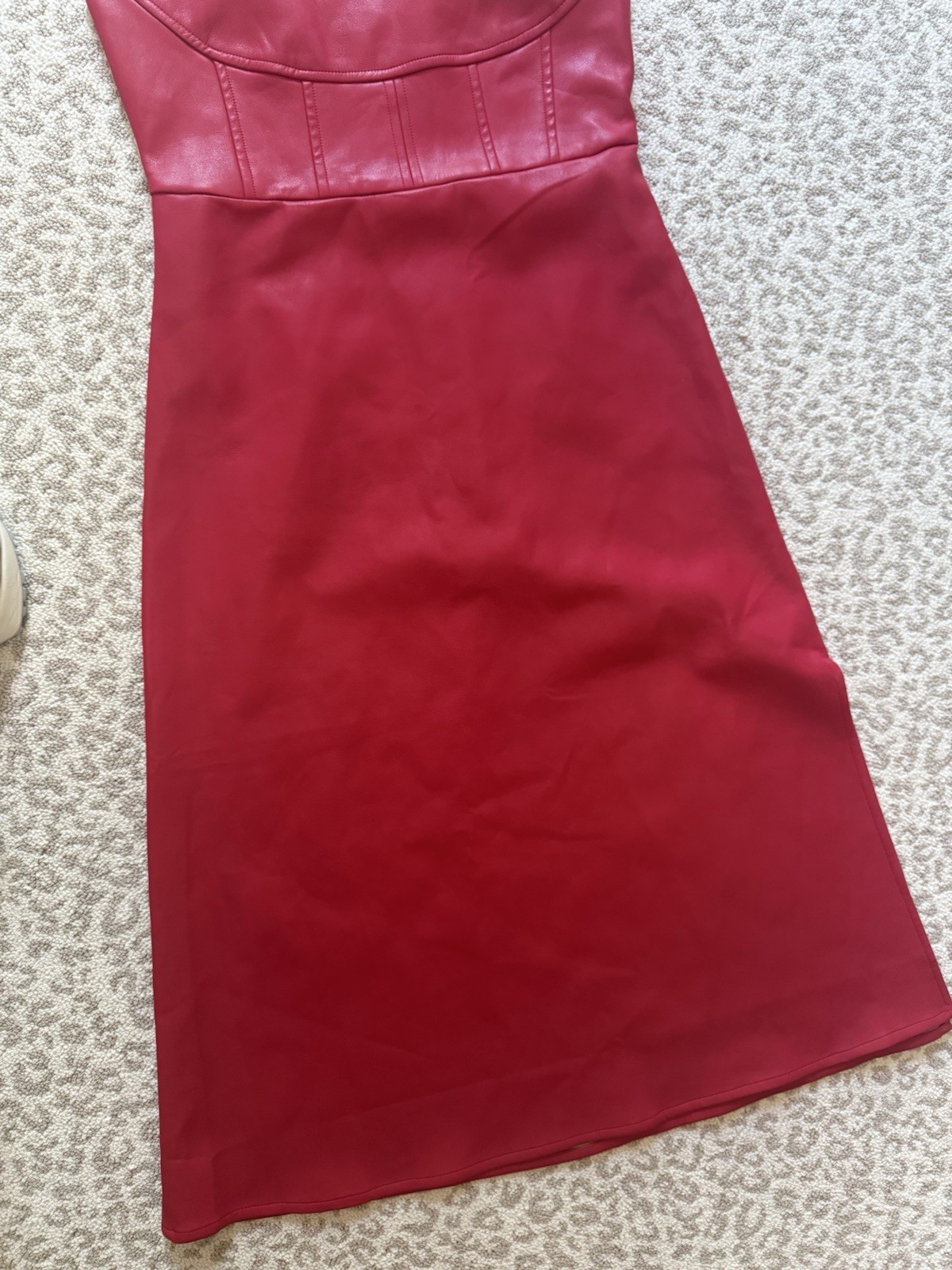 Dee Elly Red Leather Look Midi Dress Women’s Large NWOT Adjustable Straps