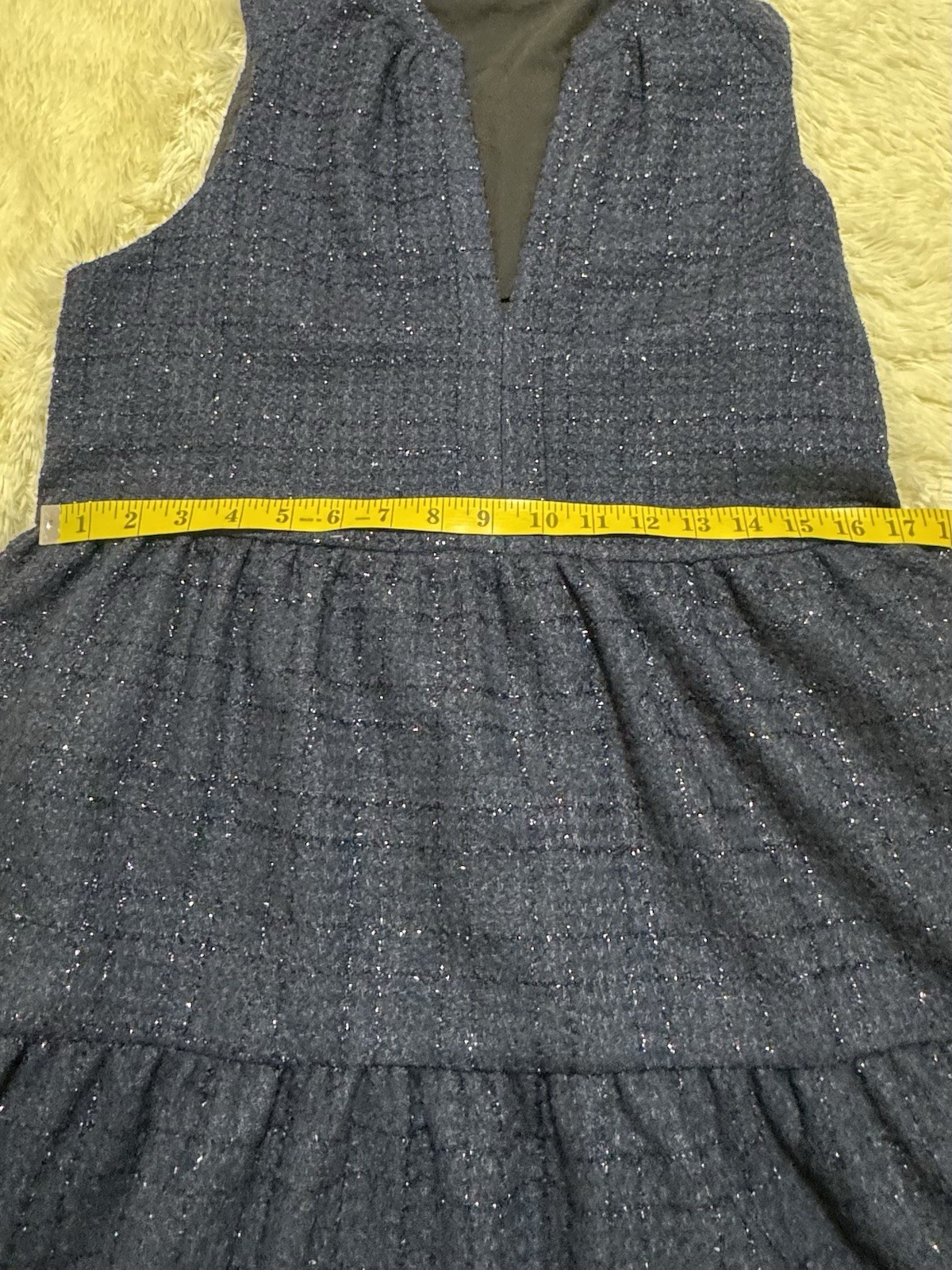 Amanda Uprichard Rylee Mini Navy Tiered Dress Size M Boucle Sparkle Tweed