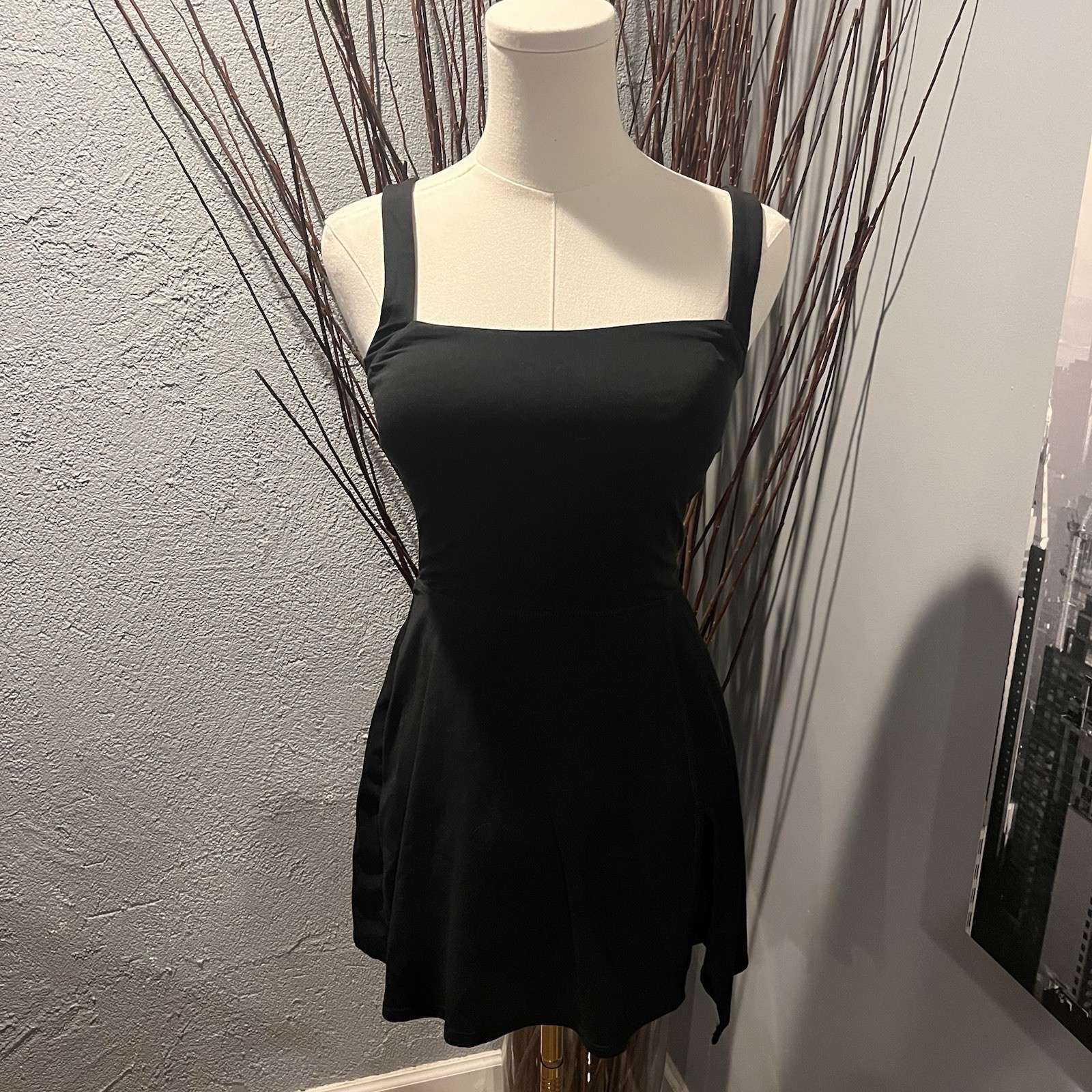Joy Lab Women’s Game Day Square Neck Sleeveless Active Dress Black Size XS