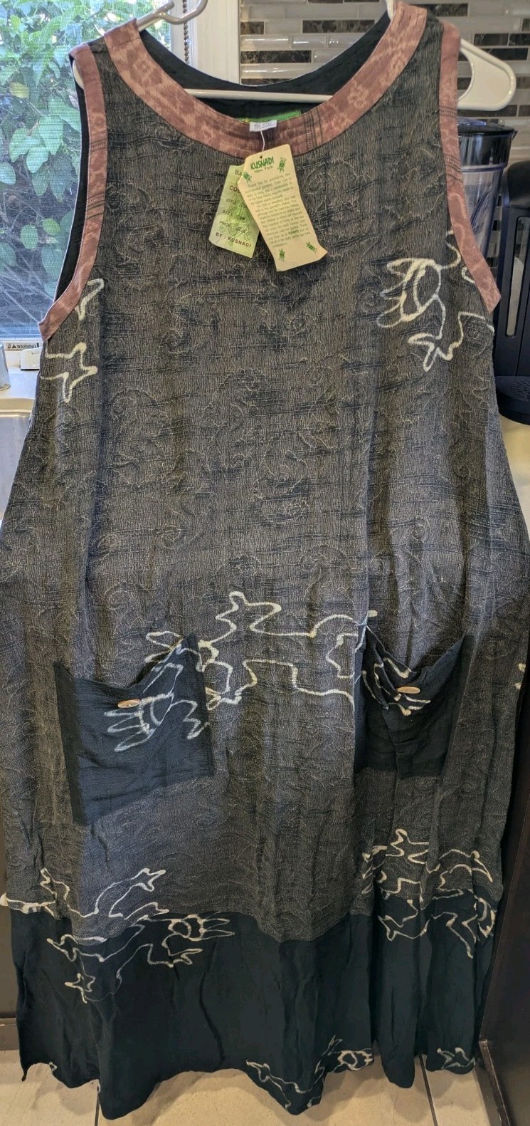 Kusnadi New York Rayon/Linen Long Loose Shift Size Large