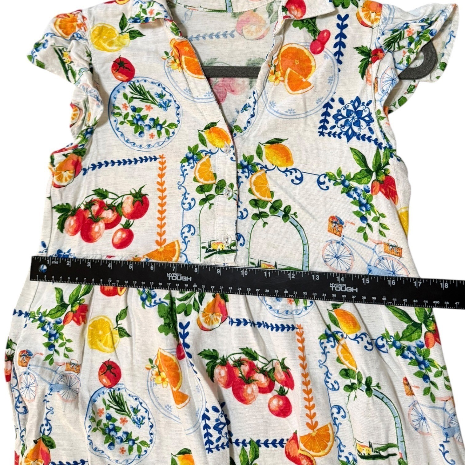 Jane & Delancey Fruit & Mediterranean Print Cottagecore Tiered Maxi Dress S