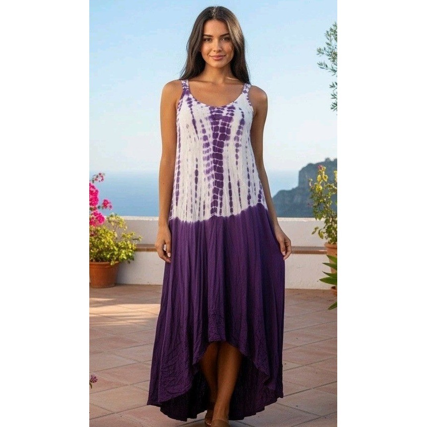 My Choice Dress Women’s One Size Tie Dye Asymmetrical Embroidered Vacay Summer