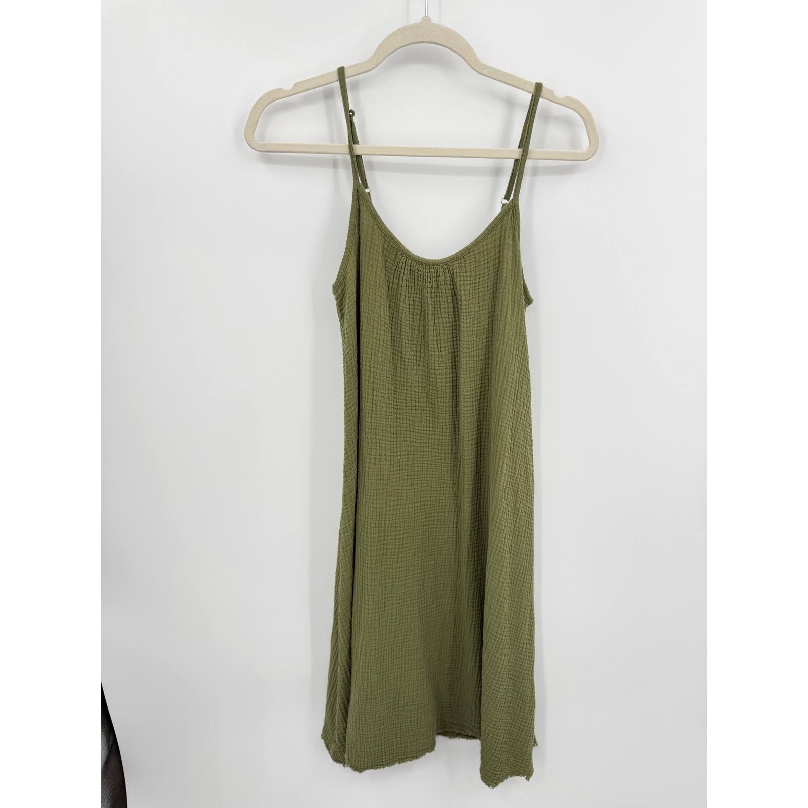Nation LTD Adele Dress Women Small Everglades Green Cotton Gauze Mini Slip
