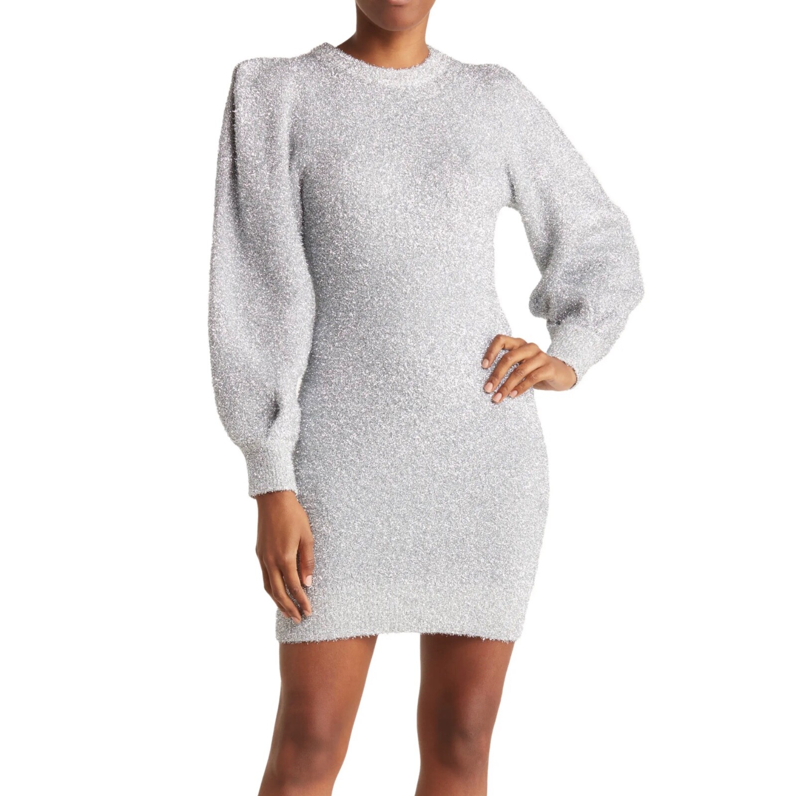 Ronny Kobo Geovany Metallic Silver Shimmery Dress Sz S NWT