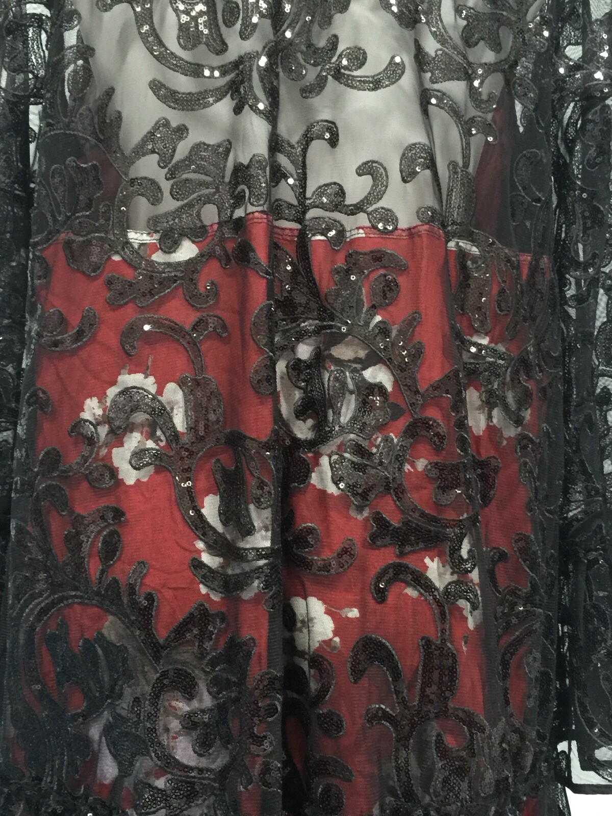 Free People Falling Flowers Frock Mini Dress Red Black Sequins