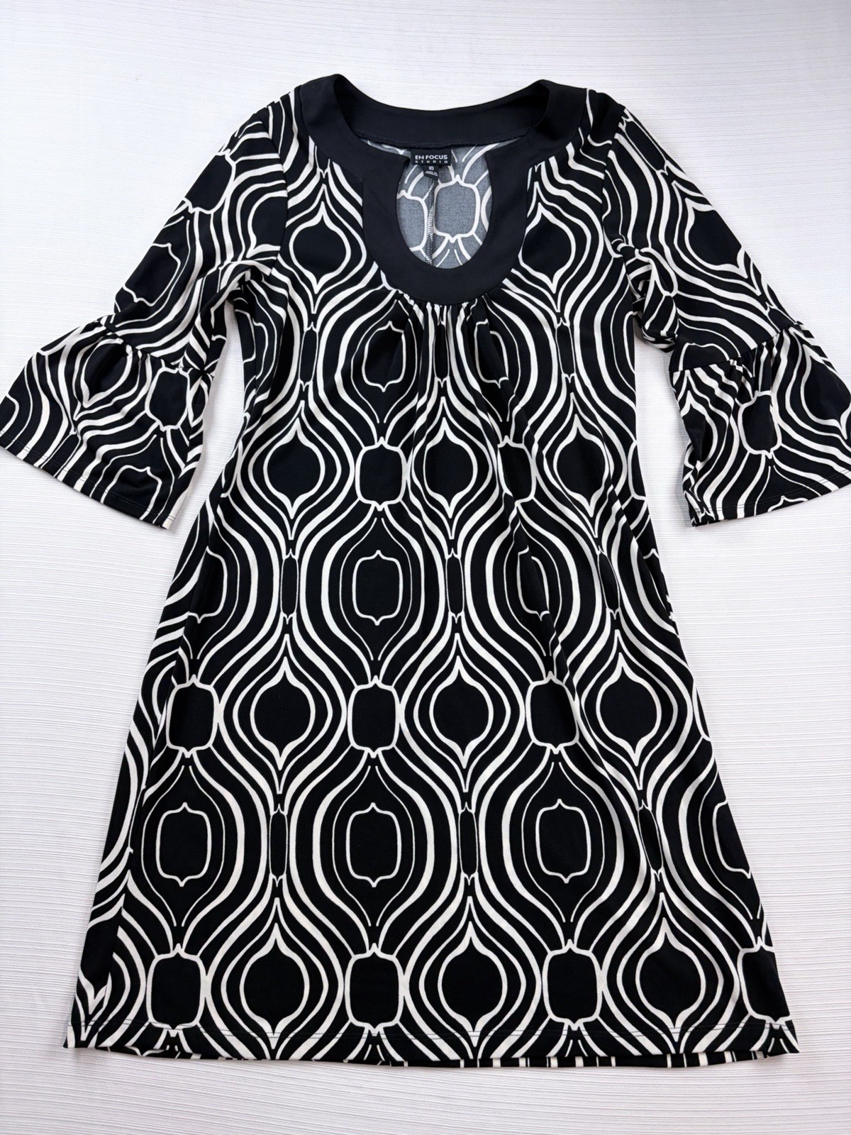 En Focus Studio Black and White Patterned Dress