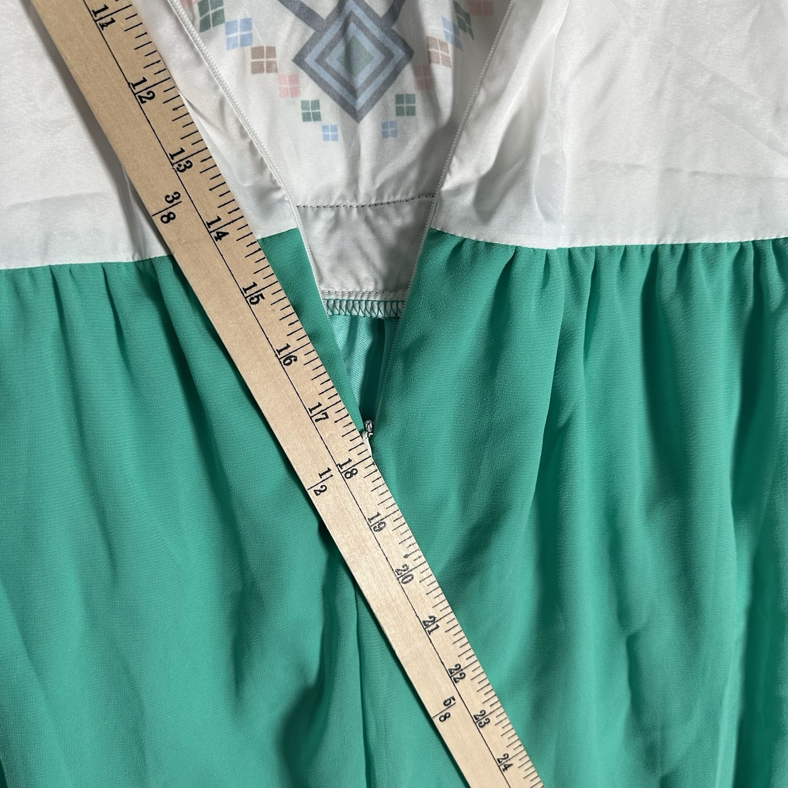 VIISHOW Geometric Maxi Dress M Emerald Green Boho Artisanal Tropical Vacation