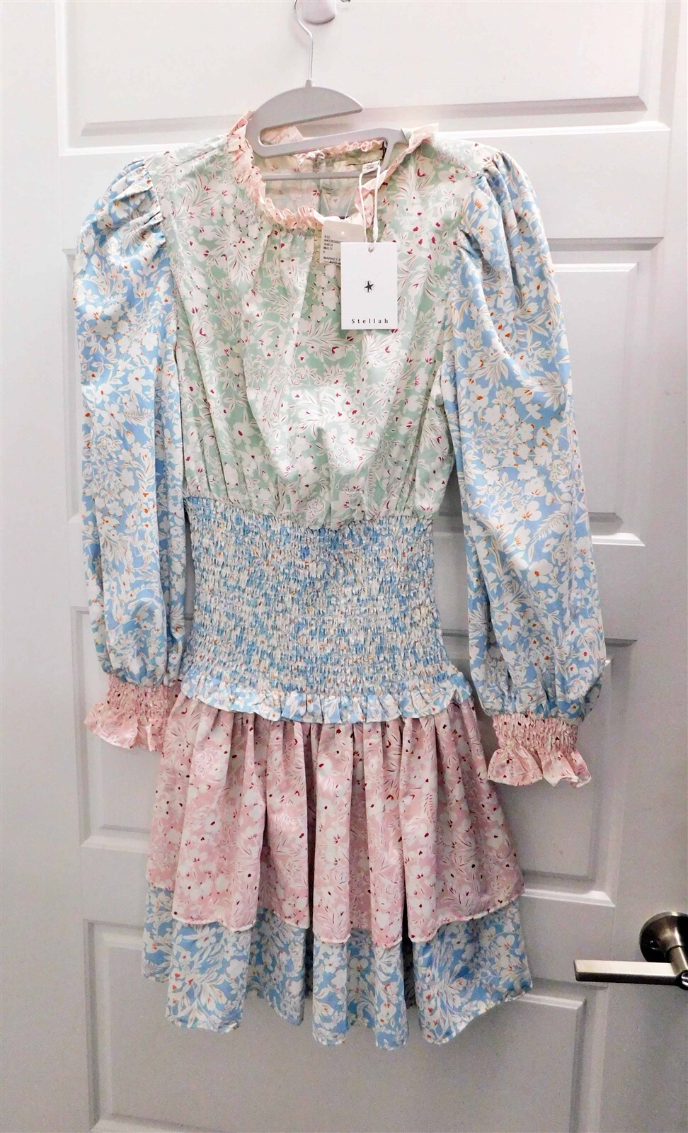 New Stellah SK8514 Floral Multi Color Flounce Dress sz S