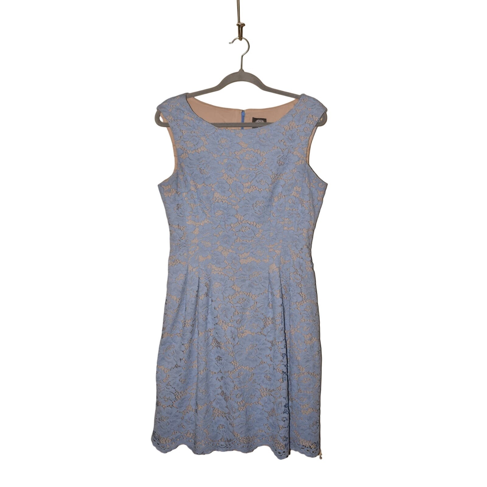 VINCE CAMUTO $128 Sleeveless Lace Fit & Flare Dress Blue/Tan Size 10