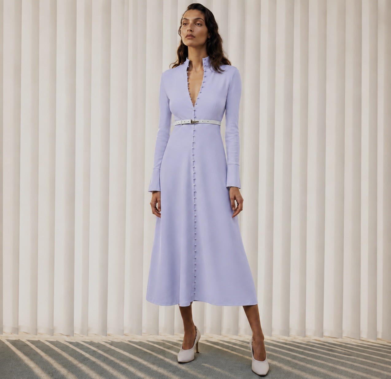 Scanlan Theodore Size M Button Polo Dress in Lilac RRP$650