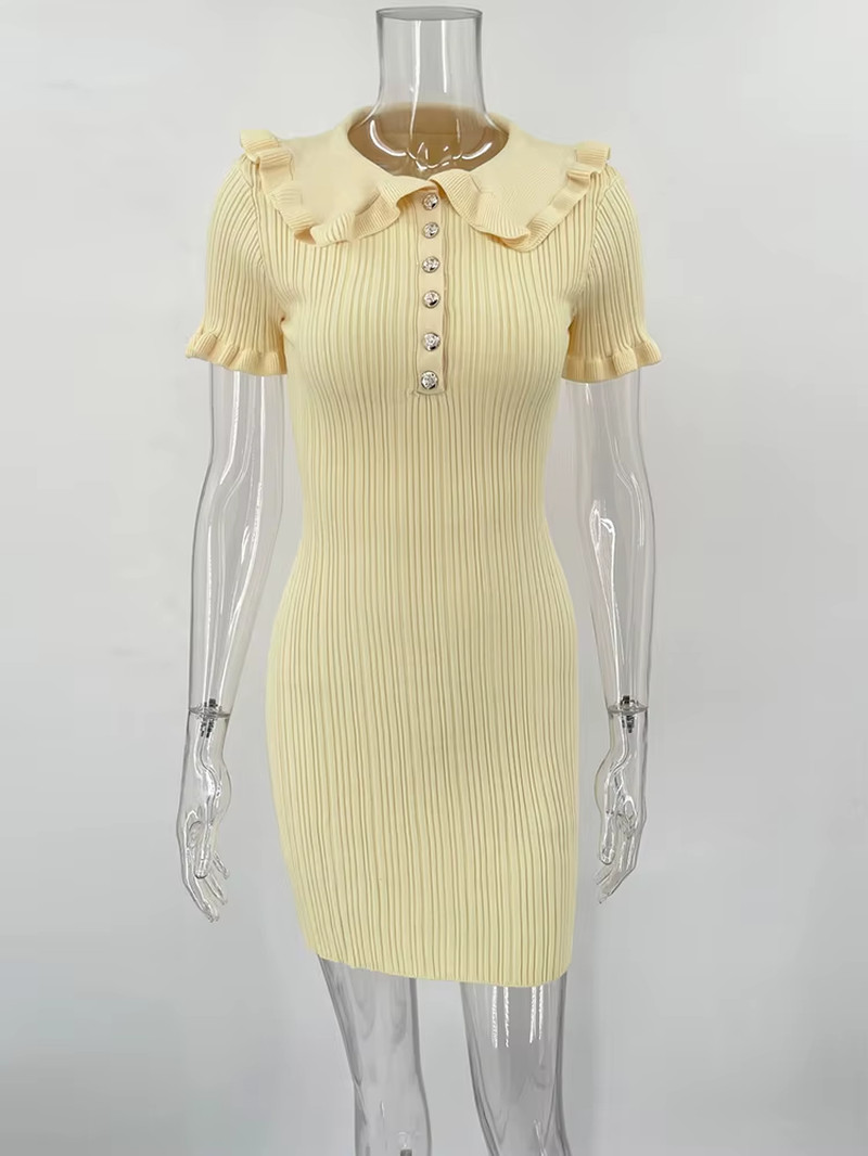 S M L Ruffled High Waisted Mini Dress Summer Short Sleeve Fashion Wear For Women