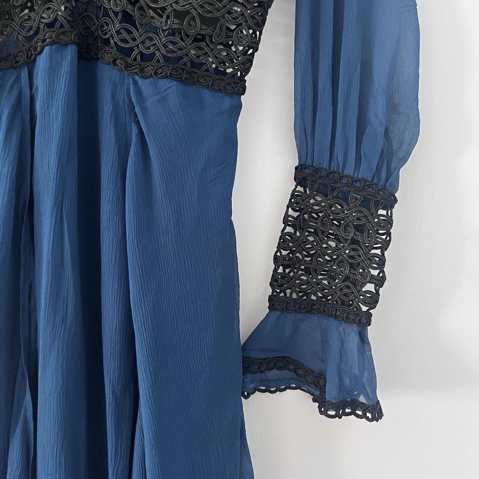 For Love And Lemons Celine Maxi Dress Size S Blue Silk Blend Bohemian NWT
