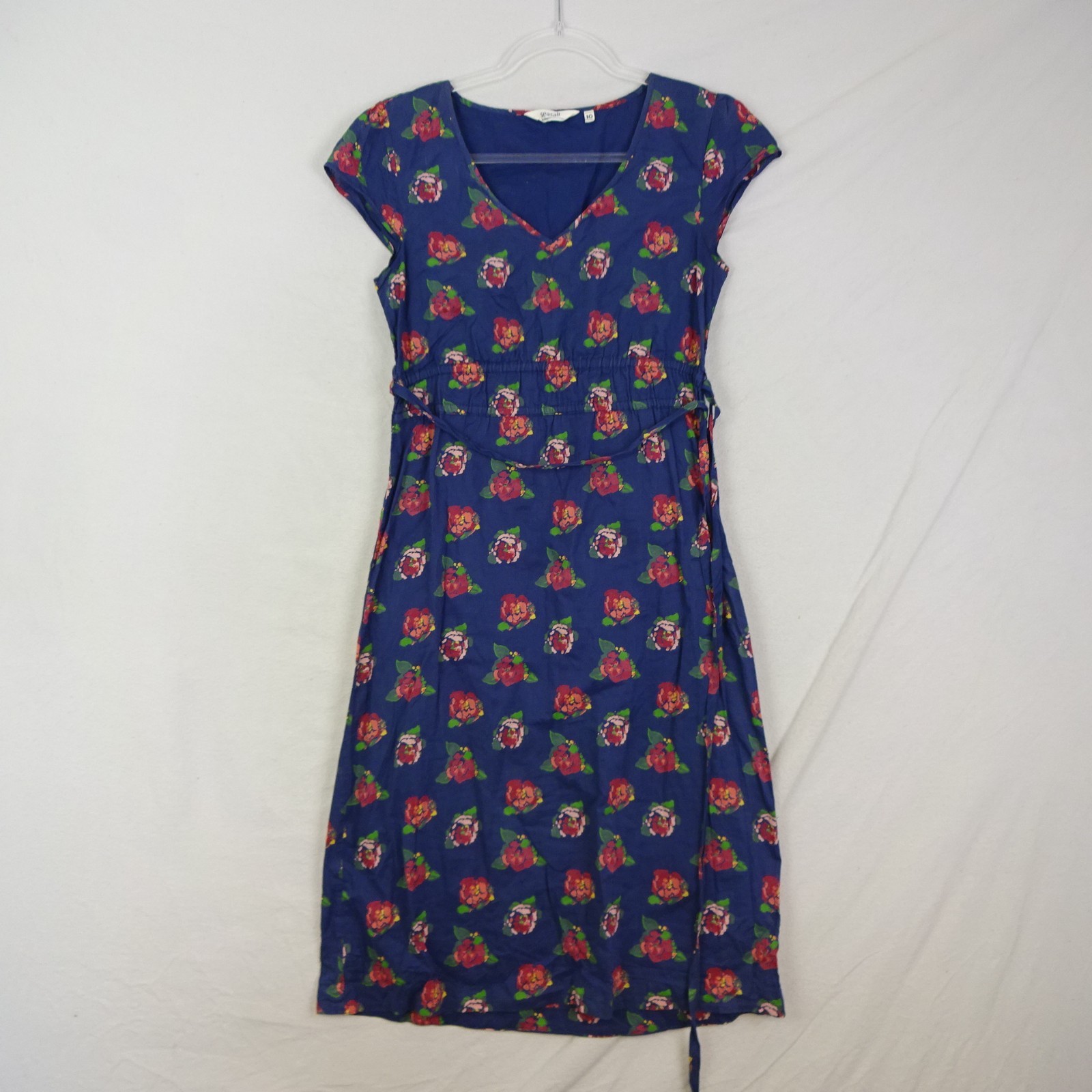 Seasalt Mermaid Dress Size 10 Blue Floral Knee Length Summer
