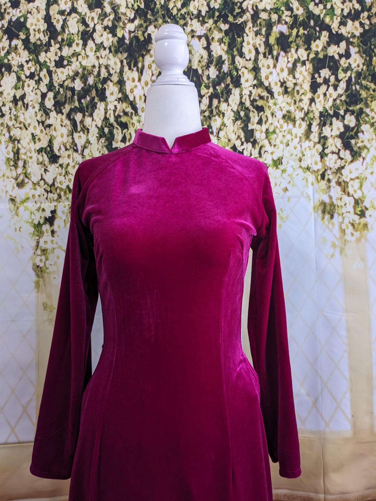 Ao Dai Nhung Hồng Đậm (S, M, L,XlL, 2XL, 3XL) – Kèm Quần