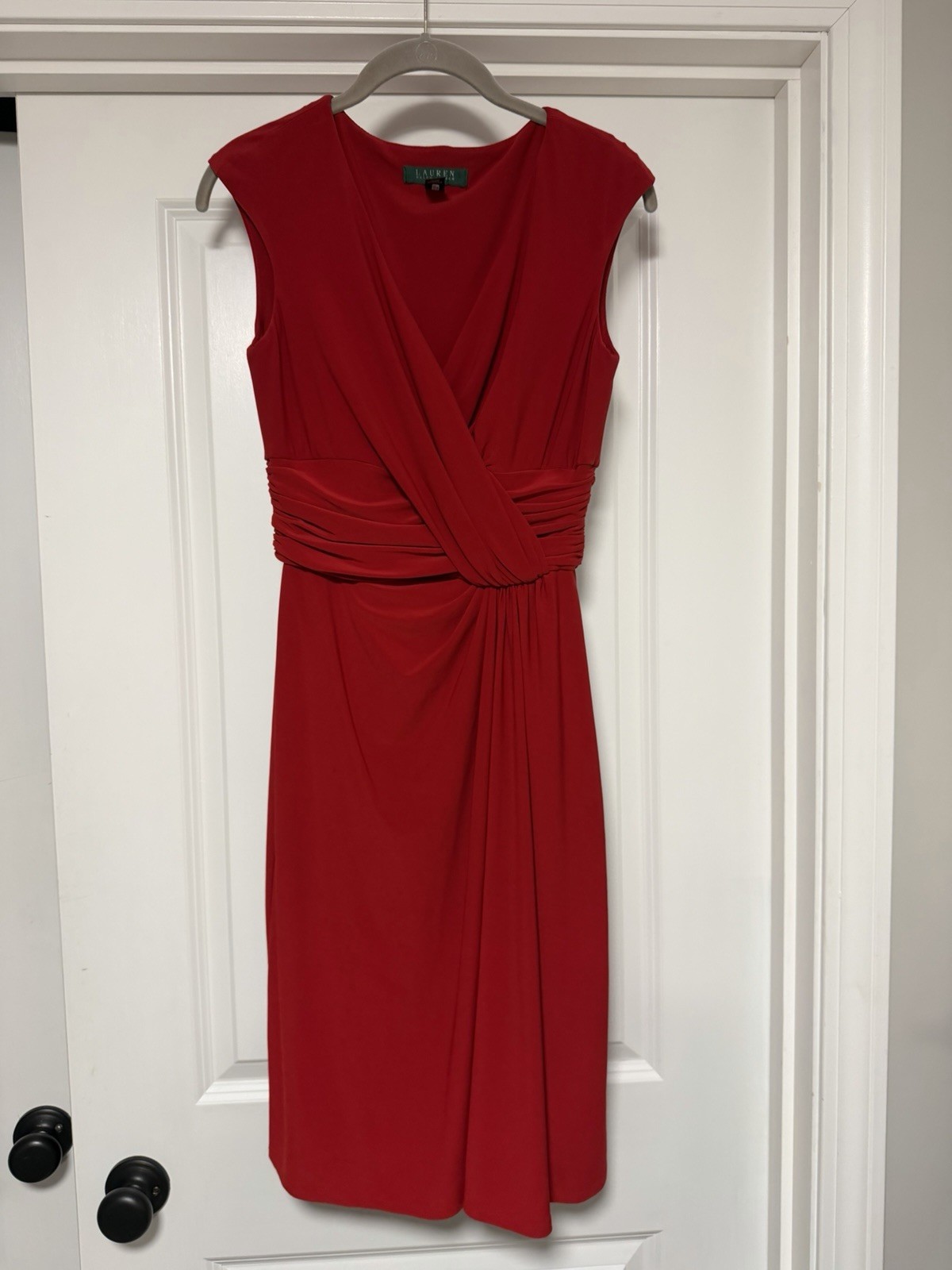 Lauren Ralph Lauren, Women’s Rouched Waist Dress, Red, Size 4