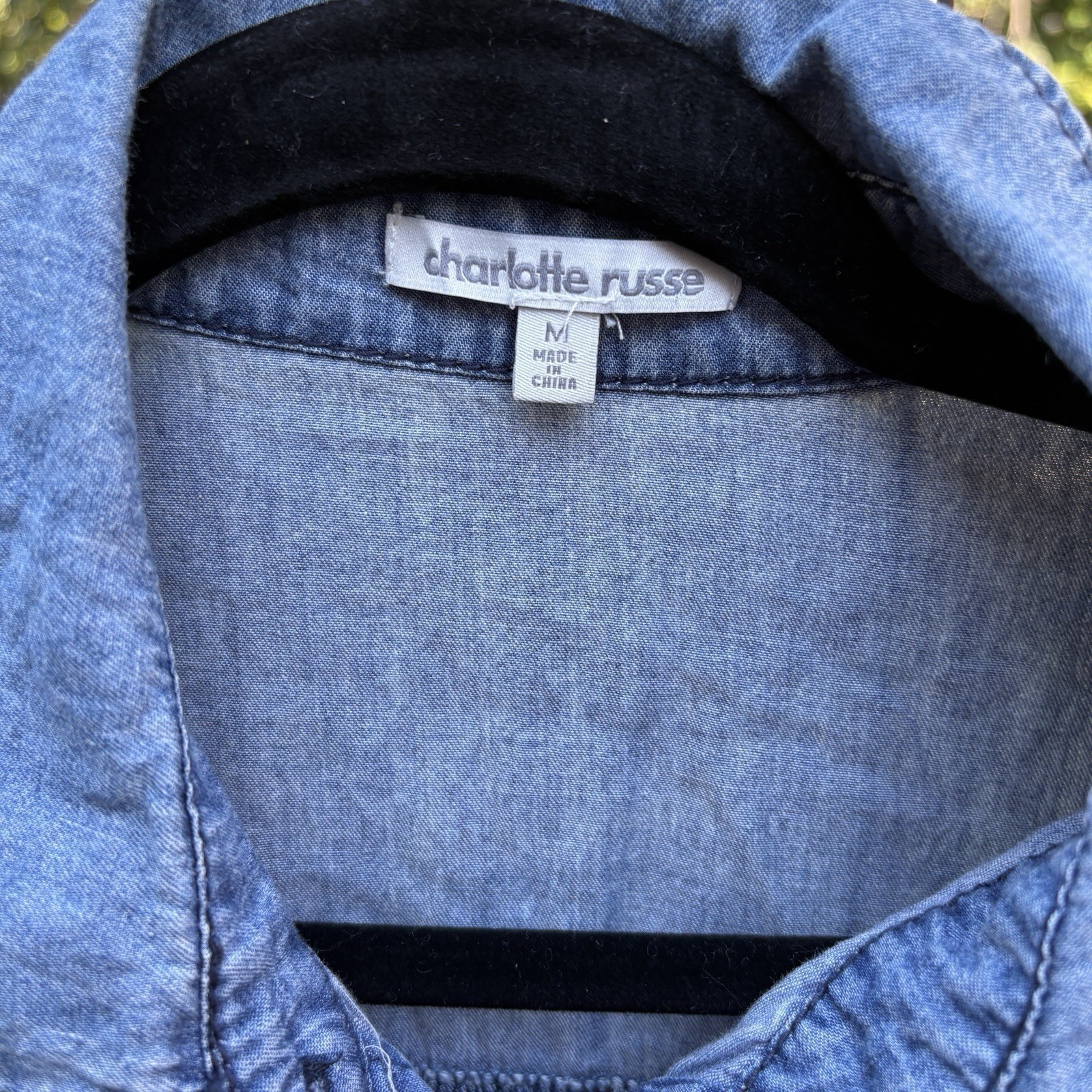 Womens Medium Dress Light Blue Chambray Casual Minimalist Cowgirl Western Rodeo