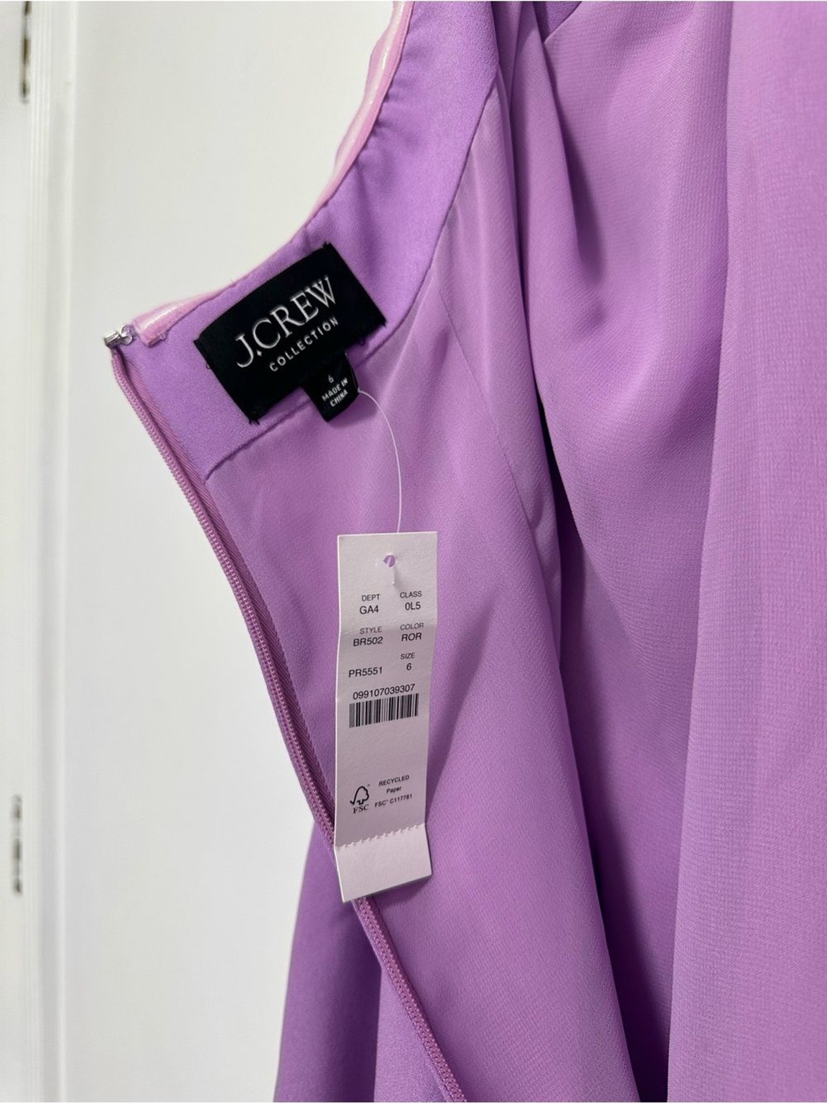 NWT J.Crew Collection Halter Neck Crepe Fringe Hem Purple Midi Dress Womens Sz 6