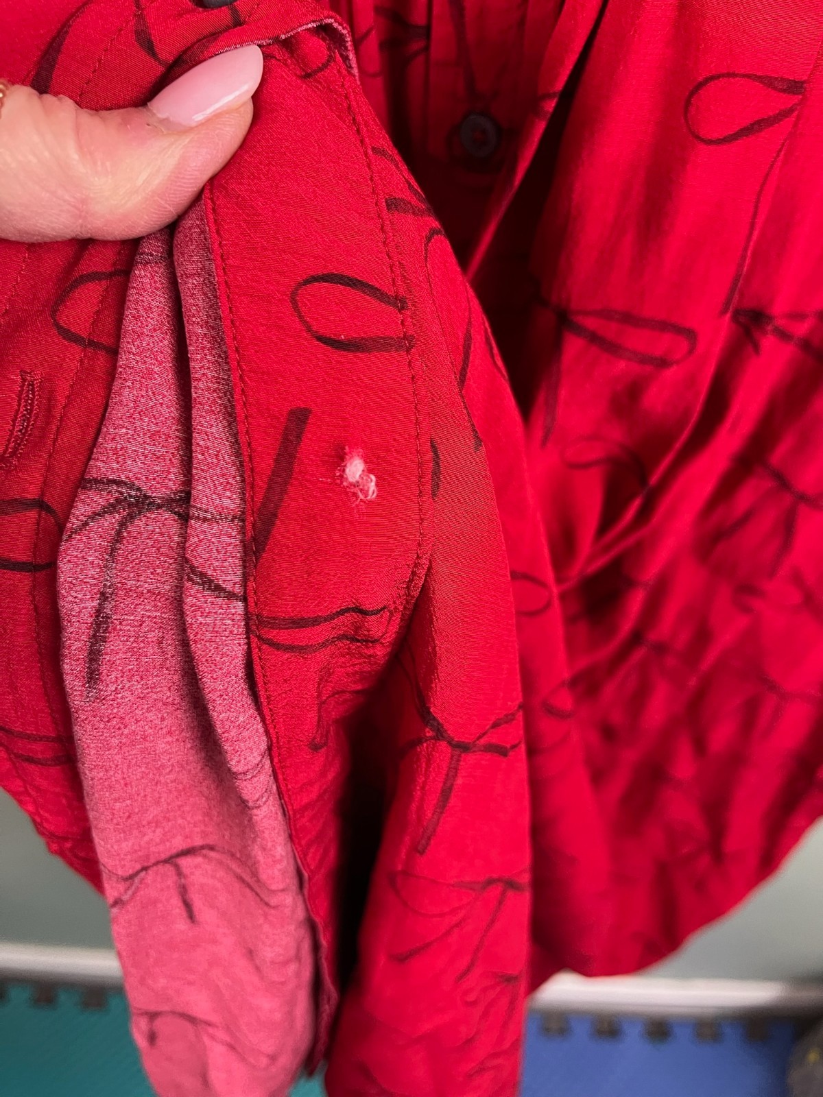 J.Crew Drapey Pleated Bow Print Red Shirtdress Womans Size 18 Cute Preppy