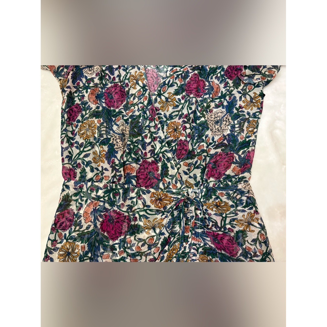 Veronica Beard Marilla Silk Floral Mini Dress 2 Ruched romantic sheer guest fem