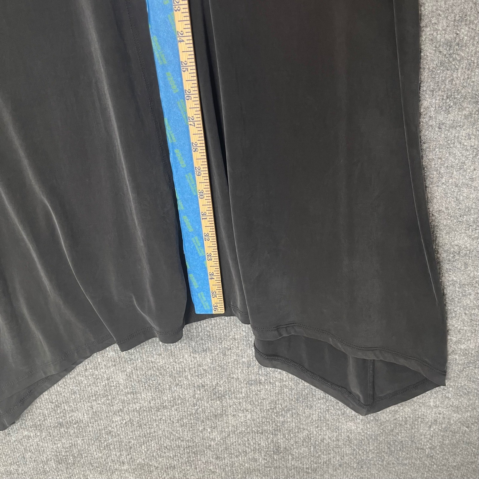 Eri + Ali Black Cupro Blend V-Neck Handkerchief Hem Shift Dress XS D5599-SB