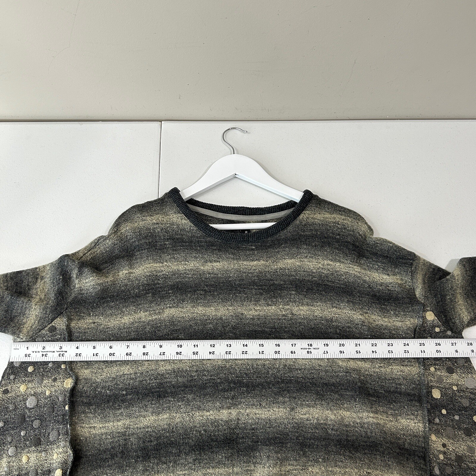 Gershon Bram Sweater Dress Womens Small Gray Striped Lagenlook Artsy Oversized