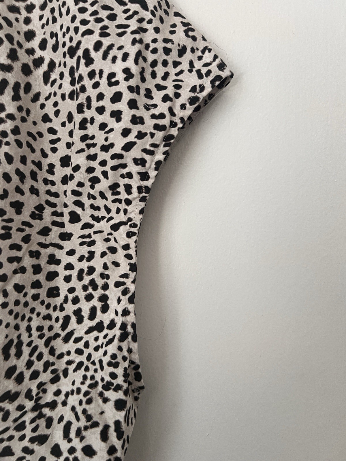 H&M Animal Print Black White A-Line Dress Cap Sleeve Round Neck Short XL